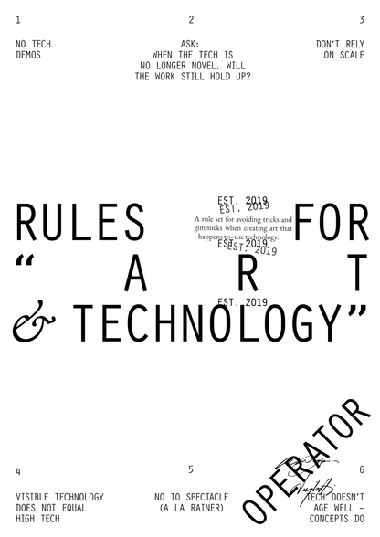 OPERATOR RULES FOR "ART & TECHNOLOGY" POSTER